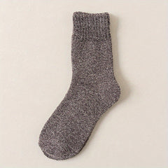 Men's Solid Crew Socks Warm Thermal Comfy Casual Unisex Socks
