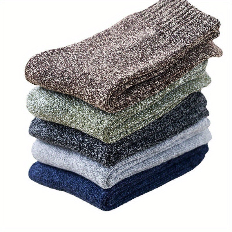 Men's Solid Crew Socks Warm Thermal Comfy Casual Unisex Socks