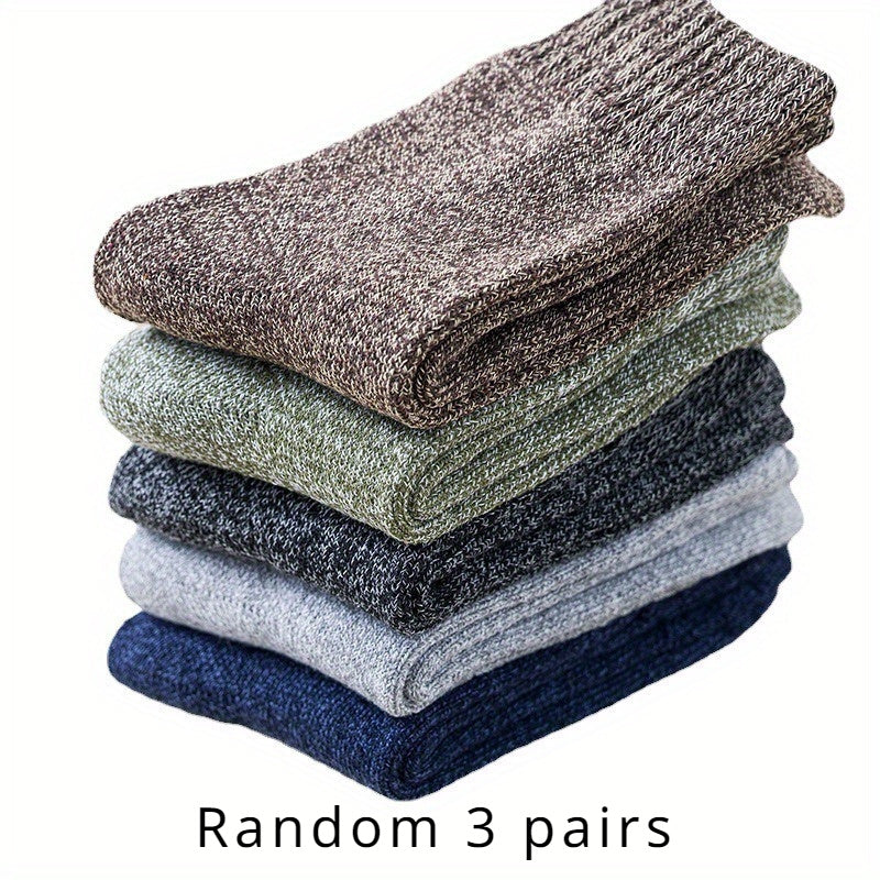 Men's Solid Crew Socks Warm Thermal Comfy Casual Unisex Socks