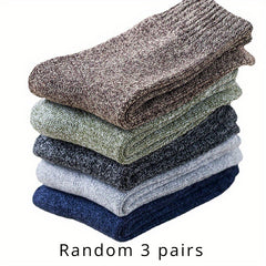 Men's Solid Crew Socks Warm Thermal Comfy Casual Unisex Socks