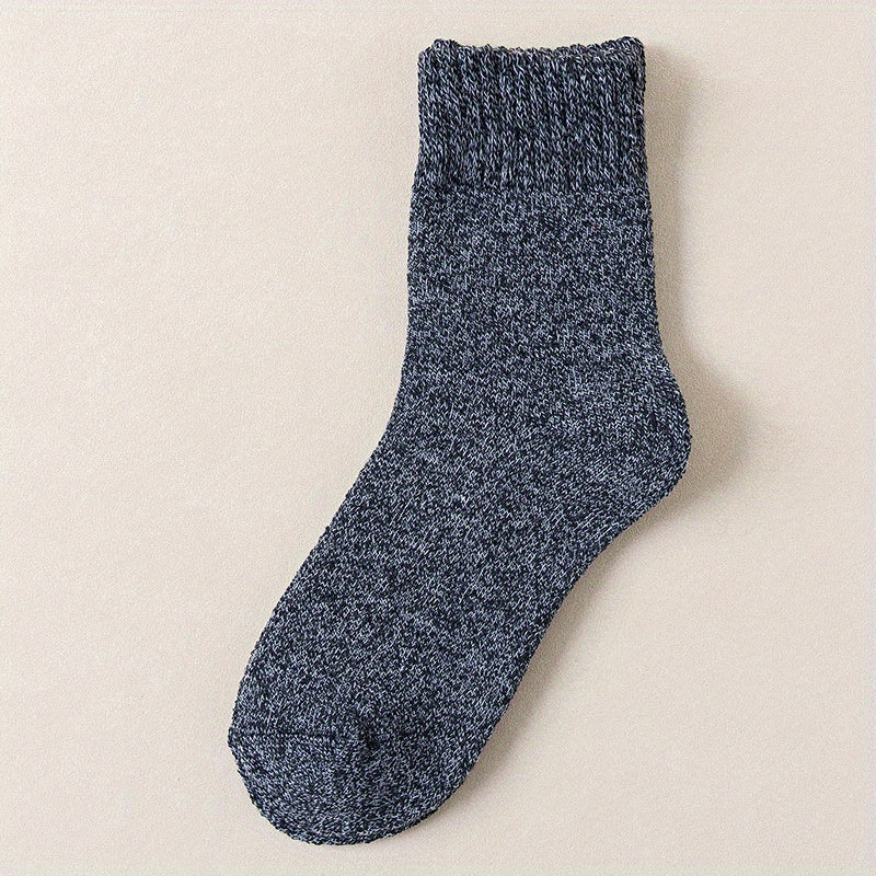 Men's Solid Crew Socks Warm Thermal Comfy Casual Unisex Socks