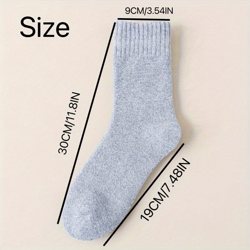Men's Solid Crew Socks Warm Thermal Comfy Casual Unisex Socks
