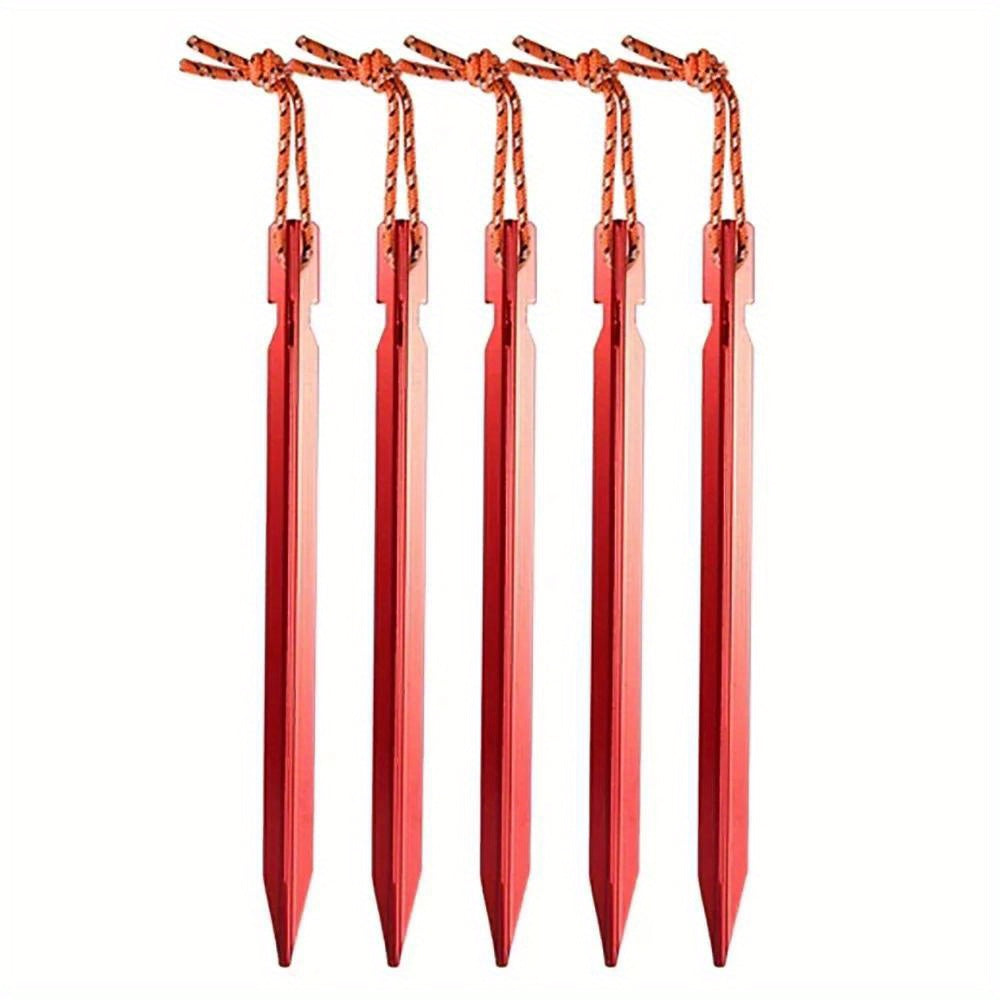 5pcs18cm Canopy Stake Heavy Duty Tent Pegs Reflective Cord V shaped Tent Pegs