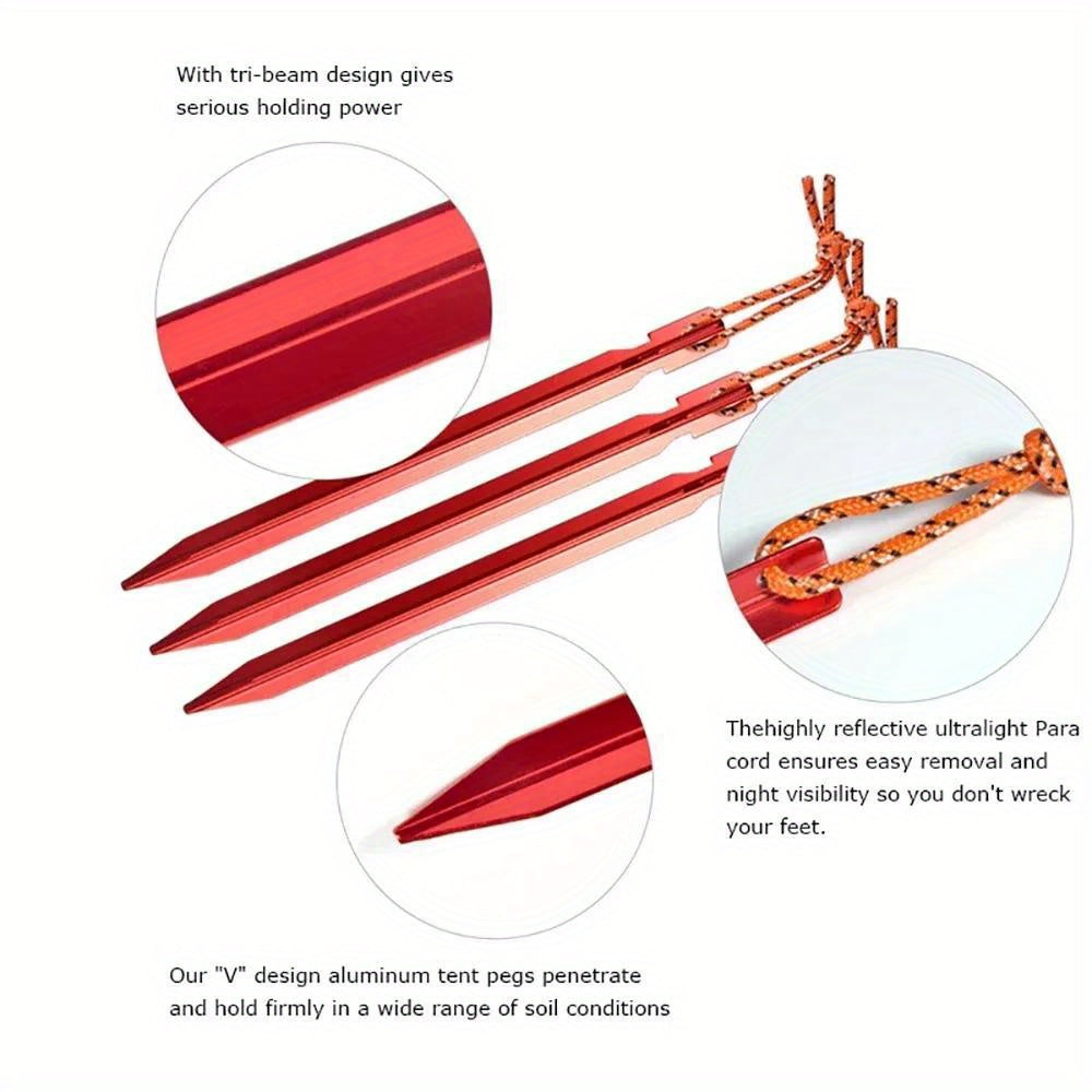 5pcs18cm Canopy Stake Heavy Duty Tent Pegs Reflective Cord V shaped Tent Pegs