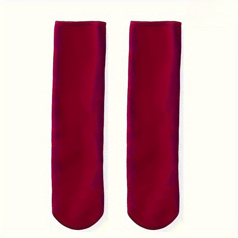 2 Pairs Velvet Warm Crew Socks Thickened Snow Socks Winter Home Socks