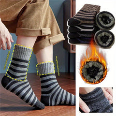 5 Pairs Men's Striped Pattern Warm Outdoor Socks for Autumn and Winter