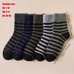 5 Pairs Men's Striped Pattern Warm Outdoor Socks for Autumn and Winter