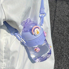Rabbit Cute Cartoon Water Bottle 620ml with Straw
