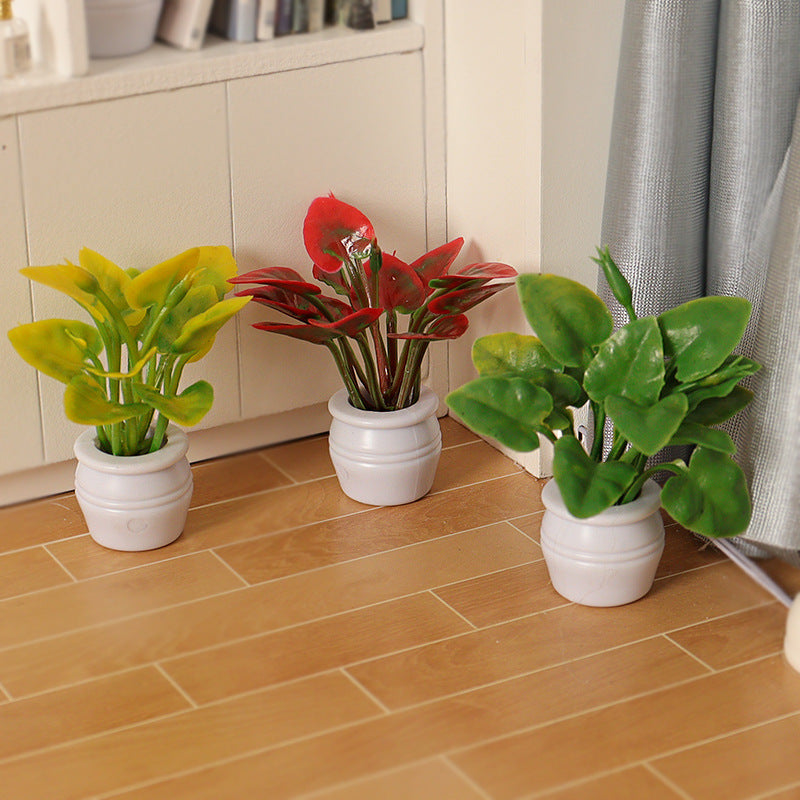 Mini Green Plant Tree Potted Doll House Furniture Home Decor