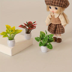 Mini Green Plant Tree Potted Doll House Furniture Home Decor
