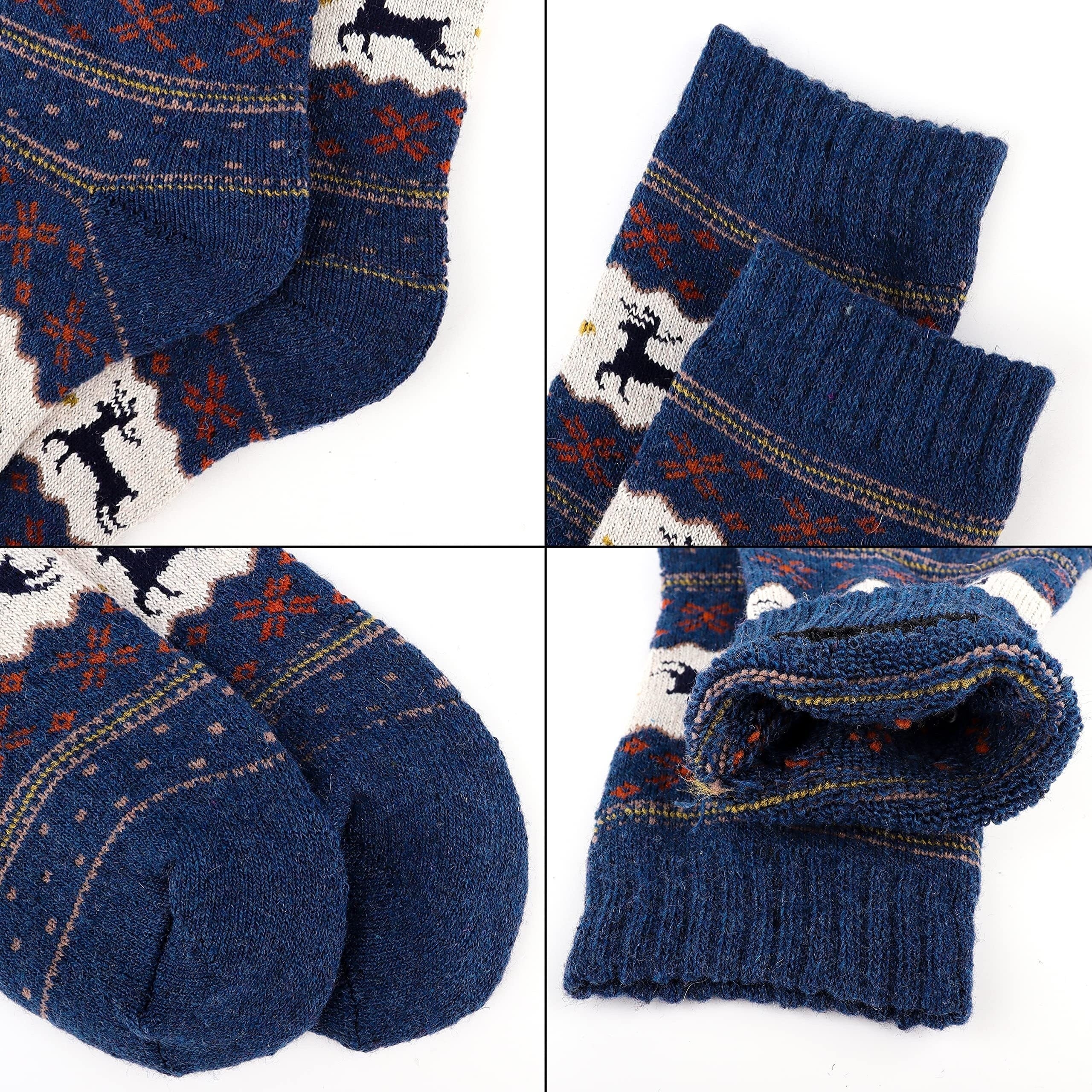 5 Pairs Men's Christmas Stripe Crew Socks Warm Thermal Breathable Casual Unisex