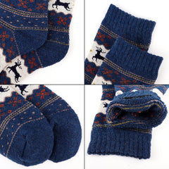 5 Pairs Men's Christmas Stripe Crew Socks Warm Thermal Breathable Casual Unisex