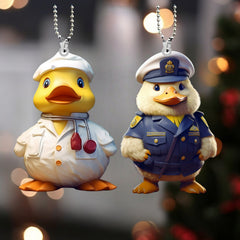 2D Duck Car Pendant Backpack Pendant Cartoon Car Pendant
