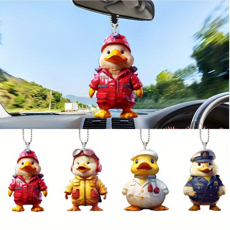 2D Duck Car Pendant Backpack Pendant Cartoon Car Pendant