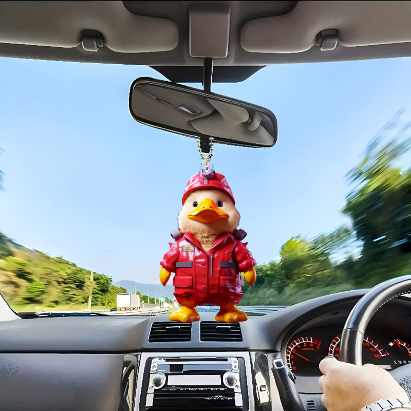 2D Duck Car Pendant Backpack Pendant Cartoon Car Pendant
