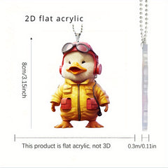 2D Duck Car Pendant Backpack Pendant Cartoon Car Pendant
