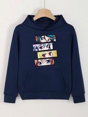 Anime Eyes Print Hoodies Casual Hooded Sweatshirt For Girls