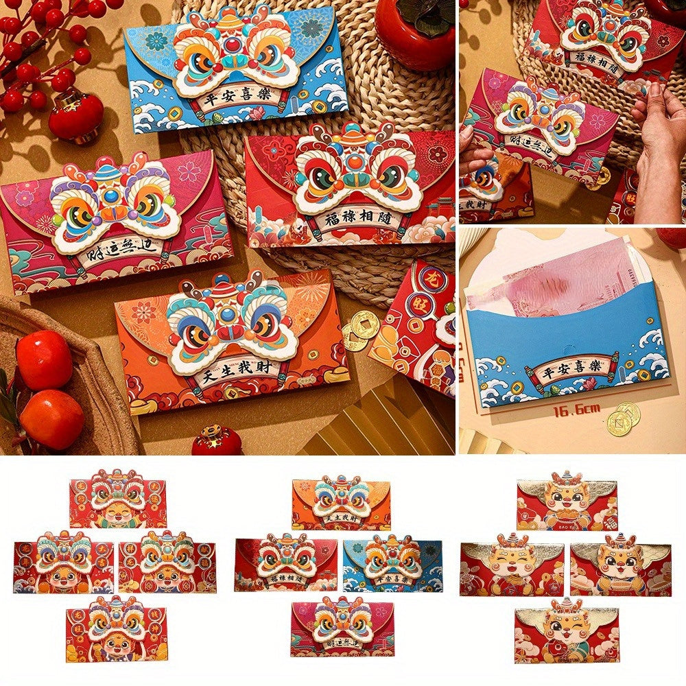 4pcs Chinese Dragon Red Envelope Luck Money Bag Year Blessing