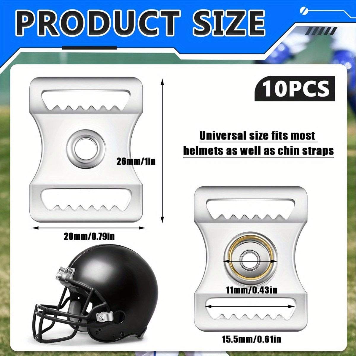 10pcs Stainless Steel Helmet Chin Strap Adapter Kit for Sports Helmets