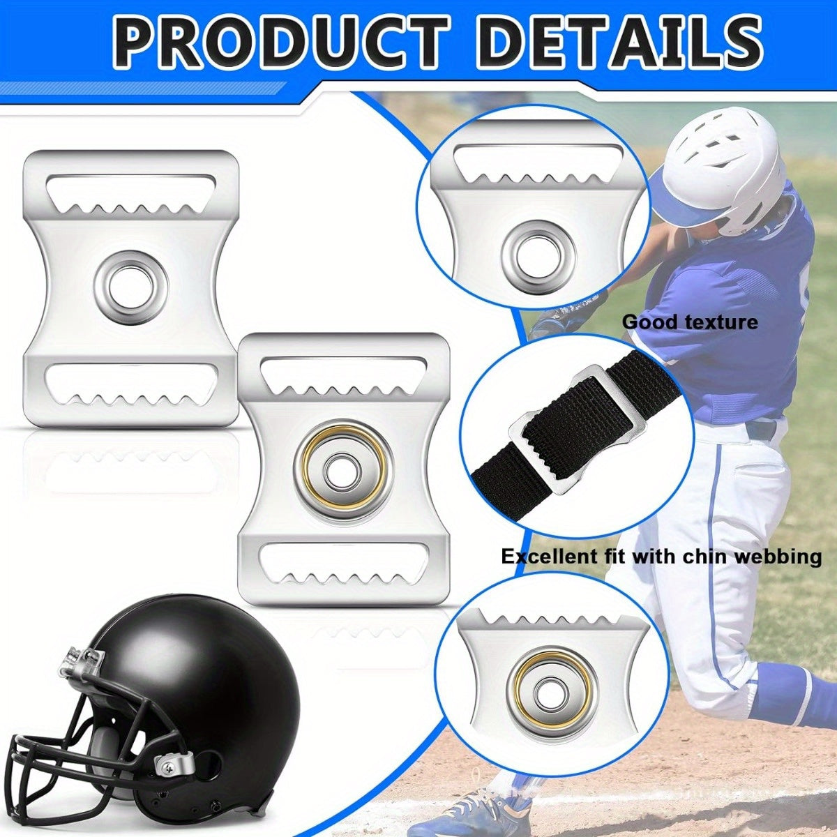 10pcs Stainless Steel Helmet Chin Strap Adapter Kit for Sports Helmets