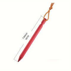 10pcs Aluminum Alloy Tent Ground Nails With Rope & Storage Bag