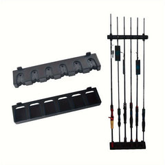 6 Rod Rack Fishing Pole Holder Wall mounted Organizer
