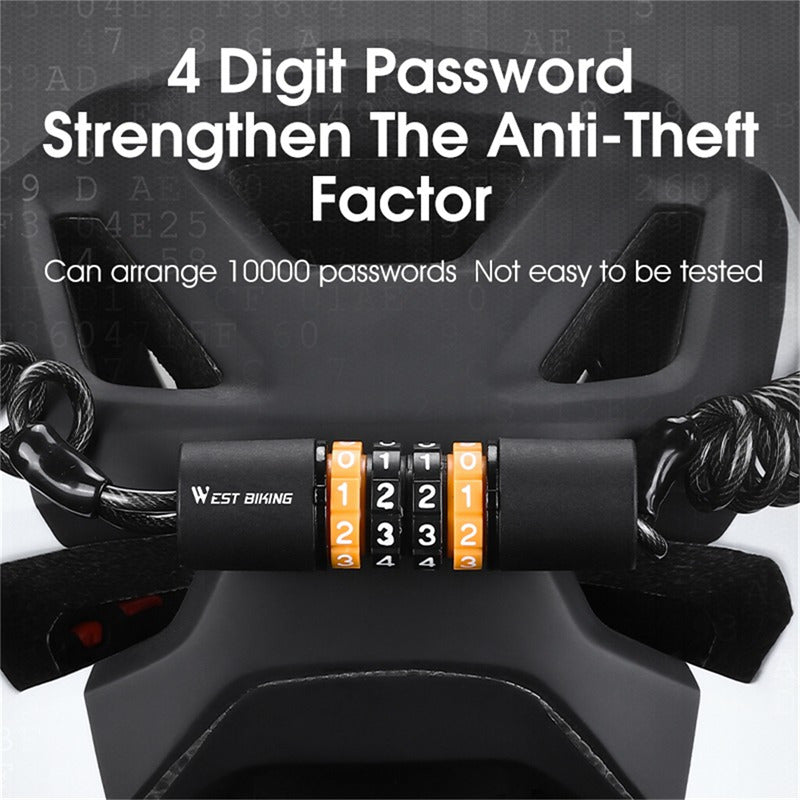 Bike Helmet & Safety Lock: Password Rope Mountain Bike Lock