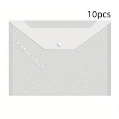 10pcs Waterproof File Bags Large Button Test Paper Storage