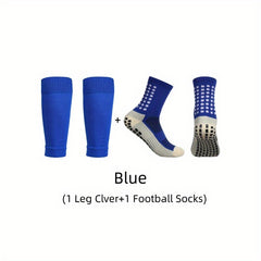 Men's Breathable Fitness Football Leg Cover&Anti Slip Socks Shin Guards