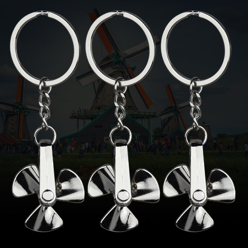 Rotating Windmill Metal Keychain Car Backpack Decoration