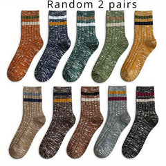 Men's Autumn Winter Crew Socks Thick Casual Striped Ethnic Style Socks