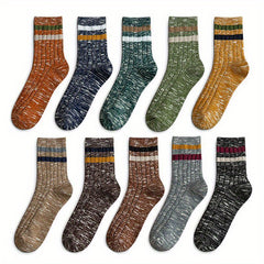 Men's Autumn Winter Crew Socks Thick Casual Striped Ethnic Style Socks