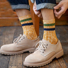 Men's Autumn Winter Crew Socks Thick Casual Striped Ethnic Style Socks