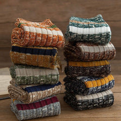 Men's Autumn Winter Crew Socks Thick Casual Striped Ethnic Style Socks