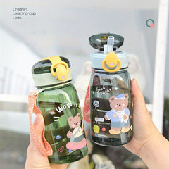 Outdoor Sports Bear Water Cup Portable Plastic Water Cup With Rope Handle