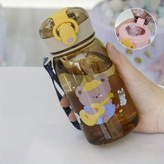 Outdoor Sports Bear Water Cup Portable Plastic Water Cup With Rope Handle