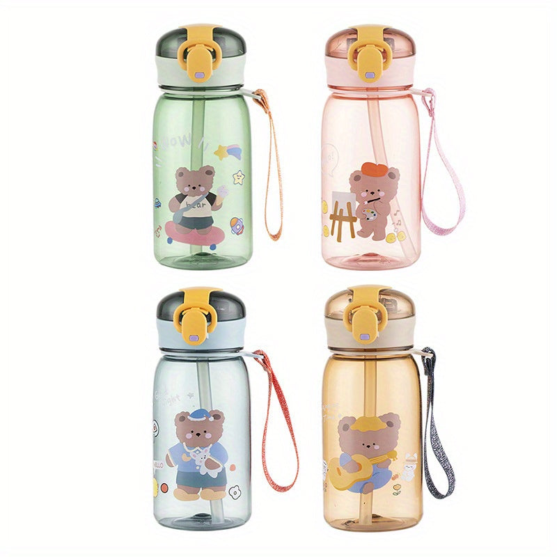 Outdoor Sports Bear Water Cup Portable Plastic Water Cup With Rope Handle
