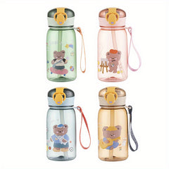 Outdoor Sports Bear Water Cup Portable Plastic Water Cup With Rope Handle