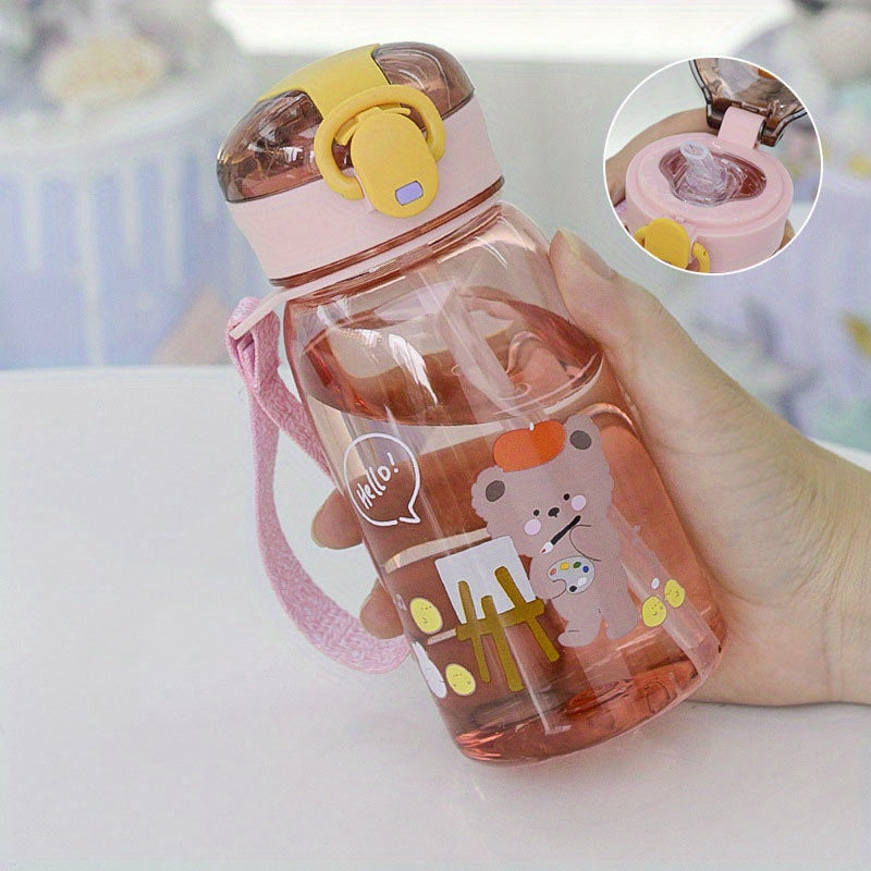 Outdoor Sports Bear Water Cup Portable Plastic Water Cup With Rope Handle