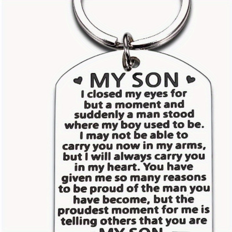 1pc Stainless Oval Split Ring Keychain Small Ornament For Grandfather