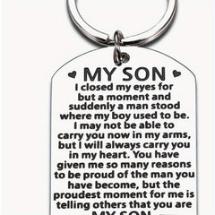 1pc Stainless Oval Split Ring Keychain Small Ornament For Grandfather