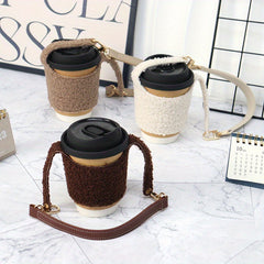 Winter Warm Plush Cup Sleeve Strap Heat resistant Anti Scalding Cup Accessories