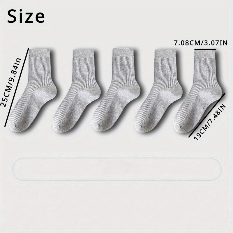 5 Pairs Men's Comfy Crew Socks Breathable Casual Outdoor Unisex Socks