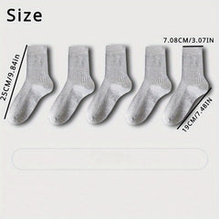 5 Pairs Men's Comfy Crew Socks Breathable Casual Outdoor Unisex Socks