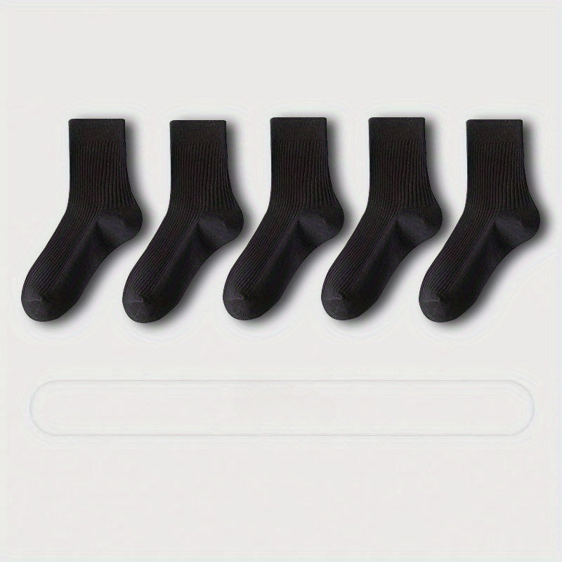 5 Pairs Men's Comfy Crew Socks Breathable Casual Outdoor Unisex Socks