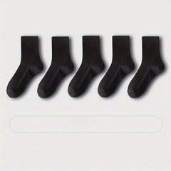 5 Pairs Men's Comfy Crew Socks Breathable Casual Outdoor Unisex Socks