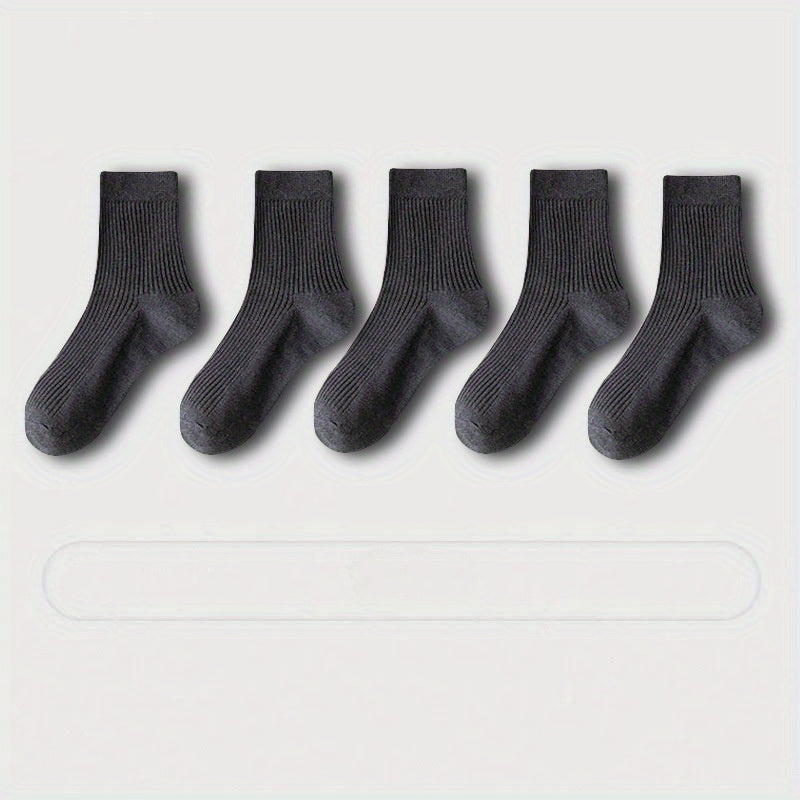 5 Pairs Men's Comfy Crew Socks Breathable Casual Outdoor Unisex Socks