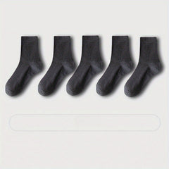 5 Pairs Men's Comfy Crew Socks Breathable Casual Outdoor Unisex Socks