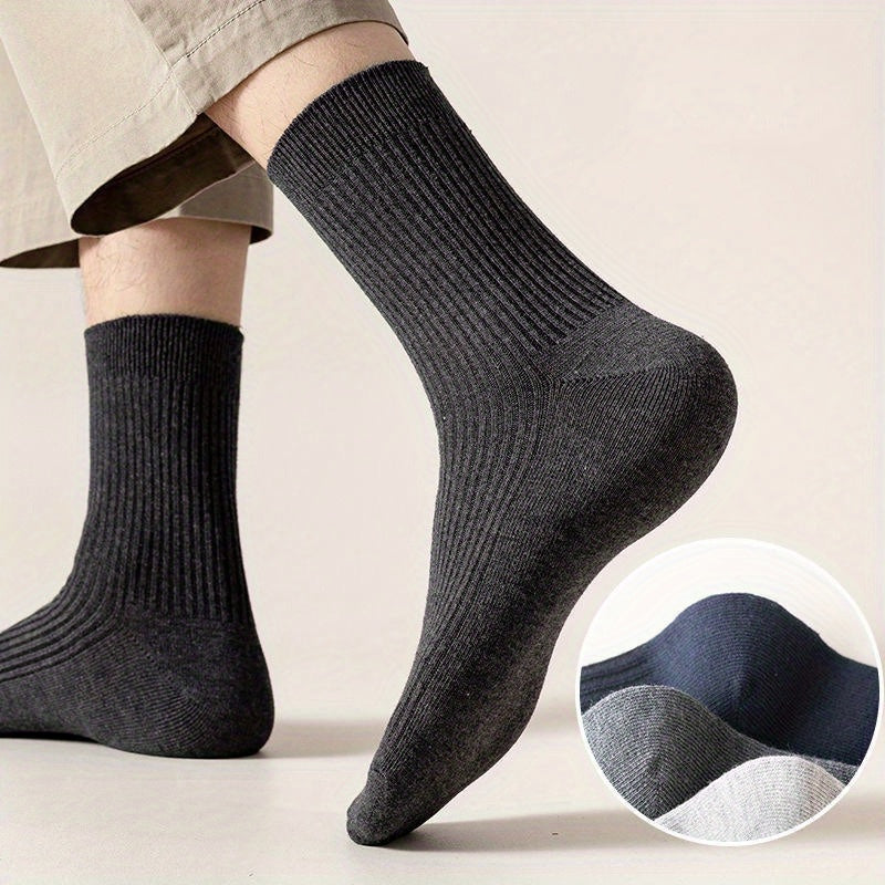 5 Pairs Men's Comfy Crew Socks Breathable Casual Outdoor Unisex Socks