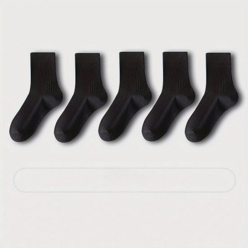 5 Pairs Men's Comfy Crew Socks Breathable Casual Outdoor Unisex Socks